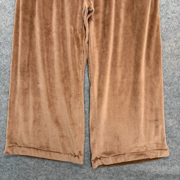 Skims Velour Wide Leg Pants Womens XL Pull on Baggy Brown Velvet *read* - Picture 3 of 16